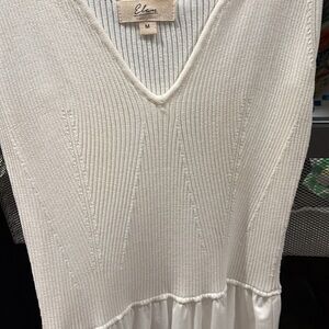 Elan Ivory V-Neck Knit Dress